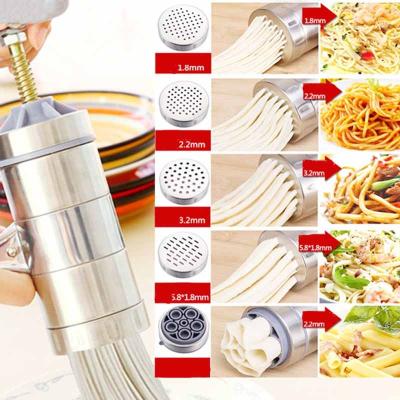 China High Speed ​​Mini Noodle Press Machine Household Manual Low Energy Stainless Steel Hand Pasta Machine with 5 Models for sale