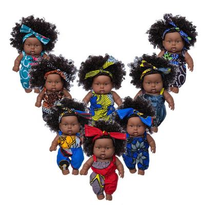 China Home Play Hot Selling 8 Inch Shaping American Cute Black Girl Toy Reborn Vinyl Real Life Baby Doll Wow for sale