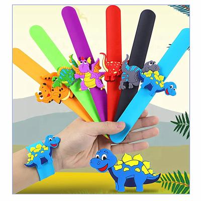 China Creative Promotional Wristband Silicone Slap Band Student Gifts Band Wrist Slap Dinosaur Instant Wristband for sale