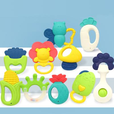 China New Toys 10pcs Funny Design Baby Sensory Teether Toys Soft Bpa Free Baby Teether Food Grade Silicone Teether for sale