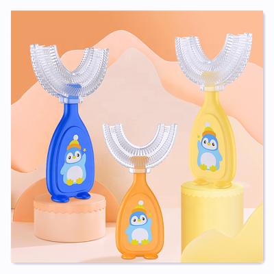 China Home Use+travel Baby Silicone Toothbrush, Head Manual Silicone Brush U-Shape Children's Training Toothbrush For Child 2-12 for sale