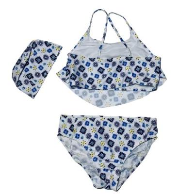 China Hexagram Print Breathable Two-Piece Girls Bikini With Hat Snowflake Triangle Swimwear Bathing Suit for sale