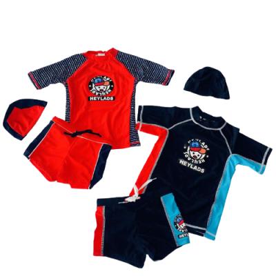 China Rash Guard Shorts Cartoon Swimwear Baby Boy Breathable Swimwear 3 Piece Swimwear Sets With Hat UPF 50+ For Kids for sale