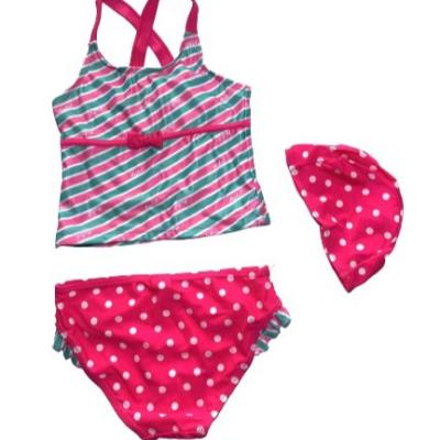 China Strawberry Print Breathable Halter Bikini Girls Two-Piece Swimsuit Set Kids Swimwear Striped Bikini for sale