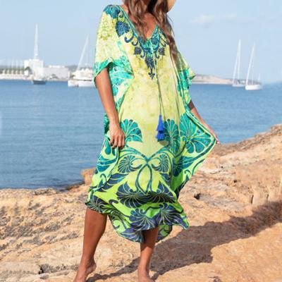 China Women Breathable Long Beach Robe Cotton Robe de Plage Swimwear Women Cover Up Tunic Pareo Beach Cover Up Kaftan Saida Praia Beach Wear for sale