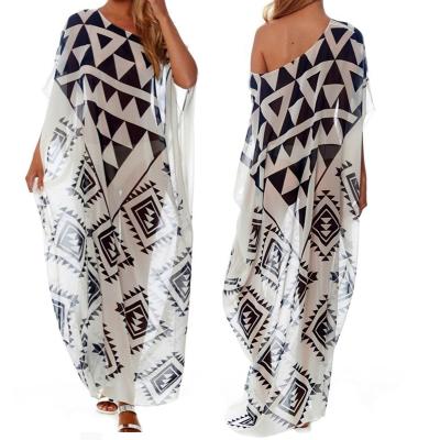 China Big Breathable Chiffon Beach Cover Up Plus Size Bikini Cover Up Dress 2019 OEM Saida de Praia Vestidos Mujer Maxi Pareos de Playa Mujer for sale