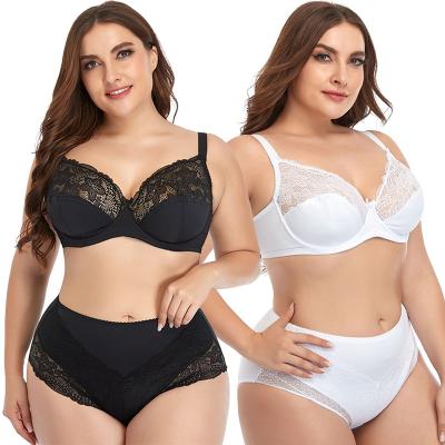 China Big Size 2XL-7XL Pump Breast E Cup Underwire Lace Up Gathering Lingerie Women's Sexy Plus Size Underwear Bra And Panty Sets for sale