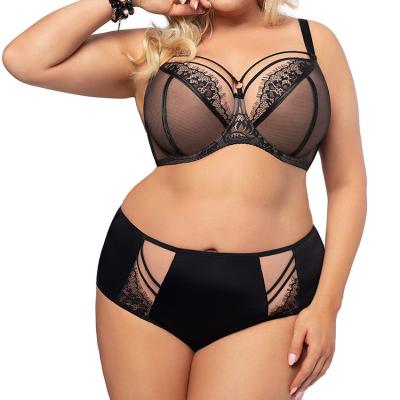 China Custom Made Breathable Africa Mature Lace Underwire Plus Size Women's Plus Size Double Density F G H J K L Busty Waist Brief Cup Lingerie Sexy Lace Bra for sale