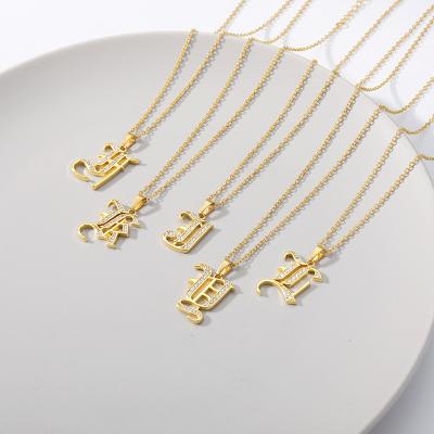 China FASHIONABLE Personalized Charm Glossy CZ Cubic Alphabet Letter Word 26 Initial Zircon Pendant Chain Necklace For Women for sale