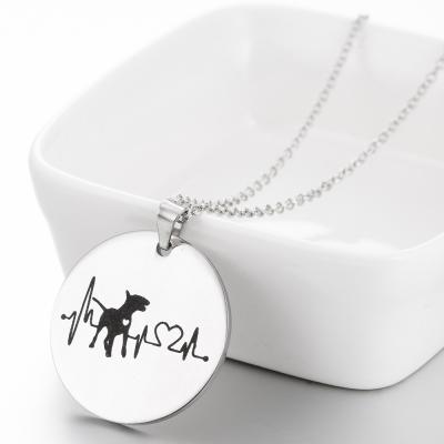 China TRENDY Customize Stainless Steel Love Heartbeat Dog Cute Animal Lady Pendant Necklace Jewelry For Women for sale