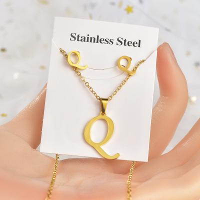 China FASHIONABLE Hot Girl Titanium Jewelry Sets Kids Does Not Lose Color Letter Necklace Jewelry Easily Places Bijoux Kolye Seti for sale