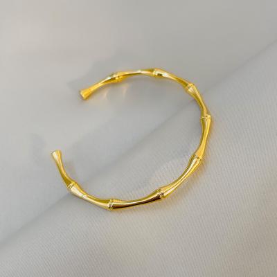 China FASHIONABLE Wholesale Custom High Quality Copper Jewelry Plated 18K Gold Bangle Bamboo Bracelet For Woman for sale