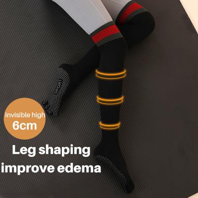 China Breathable Anti-skid Grip Women's Soft Silicone Dance Cotton Over Knee High Toe Socks Pilates Yoga Warmer Knee Leg Tube Long for sale