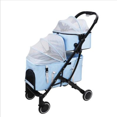 China Viable Factory Wholesale Reversible Pet Cart Double Quick Install Hand Fold Pet Stroller Small Dogs Luxury Pet Stroller for sale