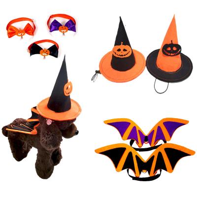 China Factory Wholesale Viable Halloween Dress Up Pet Accessories Halloween Hat Bow Tie Bat Wings Cat Dog Pet Accessories for sale