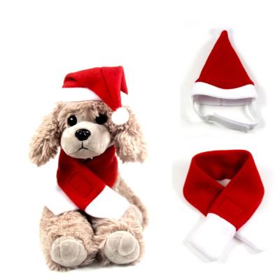 China Sustainable Factory Wholesale Pet Christmas Cashmere Cat Dog Scarf Christmas Hat Single Faced Christmas Pet Clothing for sale