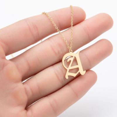 China TRENDY Custom Capital Initial Necklaces Stainless Steel Alphabet Letter A-Z Gold Jewelry Necklace For Women for sale