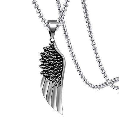 China Hiphop Men's Stainless Steel Necklace Hip Hop Angel Wing Fashion Pendant Necklace for Men for sale