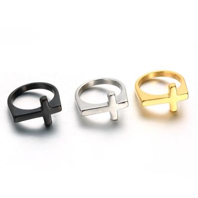 China New Arrival Stainless Steel Religious Cross Shape Jesus Ring For Men for sale