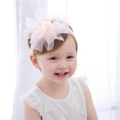 China 2021 Fashion Soft Flower Elastic Cloth YSHB-206 Flower Front Baby Girl Headband Turban Headband Hair Wraps for sale