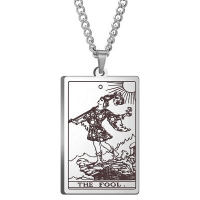 China CLASSIC Vintage Palace Tarot Card Deck Necklace Stainless Steel King Queen Knight Page Magic Wands Pendant Gold Plated Pendant Necklace for sale