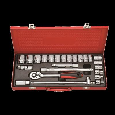 China DIY Large 1/2 High Quality 25 Piece Long Chrome Vanadium Socket Wrench Set for sale