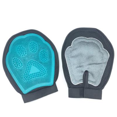 China Viable Gloves Cat Fur Grooming Rubber Gloves Paw Pattern Easy Clean Pet Bath Massage for sale