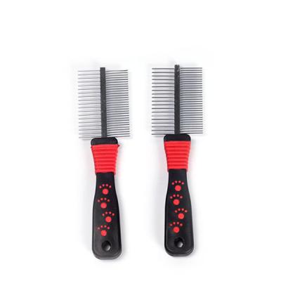 China Sustainable Stainless Steel Pet Grooming Combs 2 in 1 Double Side Pet Grooming Deshedding Combs for Long and Short Hair Pets for sale