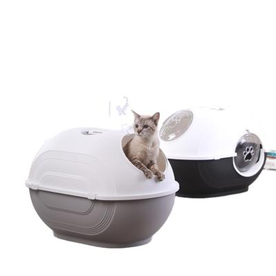 China Eggshell Top-Entry Automatic Trash Can Fully Enclosed Splash-Proof Deodorization Tall Cat Toilet Space Capsule for sale