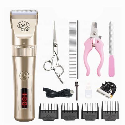 China Viable Electric Hair Trimmer LED Display Dog Cat Grooming Clippers Hair Cutter Rechargeable Shaver With Blade Available for sale