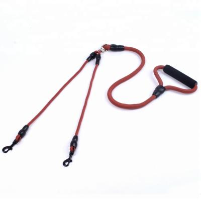 China Viable Double Couples Round Rope Braided Nylon Dog Walker Leashes for sale