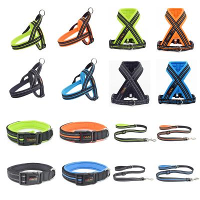 China Night Viable Durable Reflective Outdoor Safety Dog Collar Harness Dog Collar Harness Walking Leashes for sale