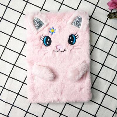 China New Cartoon Lovely Kitty Plush Notebook 2021 Stationery Design A5 Size Online for sale