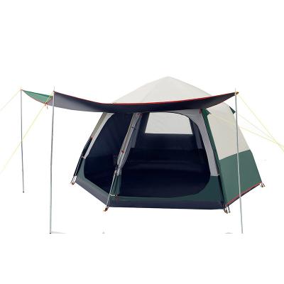 China New extended explorer type tent camping thickened automatic free-standing quick-open rainproof hexagonal tent for camping 3-4 people for sale