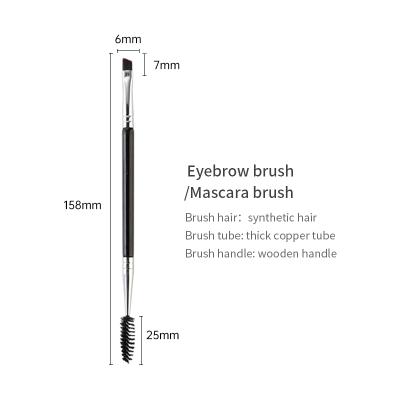 China Durable Professional Double Sided Small Brow Concealer Brush Synthetic Wood Fine Angled Brow Brush Private Label Brush for sale