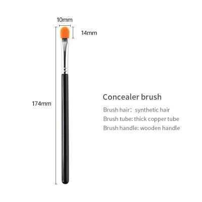 China Private Label Durable Black Wooden Synthetic Single Brush Hair Handle Eyebrow Concealer Flat Brush Concealer Brush Flat Brush for sale