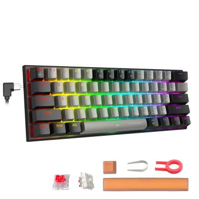 China Anti-ghosting Amazon Hit Gamer Keyboard Teclado Computer 61 Keys RGB Colorful Backlit Optical Mechanical Gaming Keyboards for sale