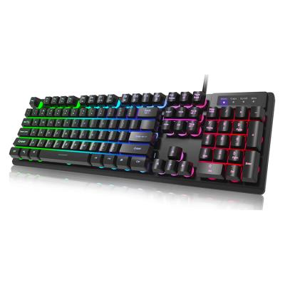 China Professional Gaming Keyboard Gaming Keyboard USB Wired Quiet Ergonomic Water Resistant Mechanical Keyboard Rainbow LED Backlit Keyboard for sale