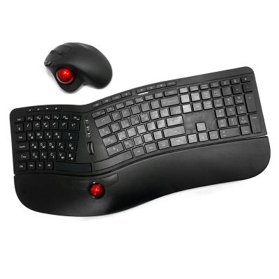 China Combo 2.4G USB Radio Ergonomic Keyboard Trackball Keyboard and Trackball Mouse Wireless Combo Keyboard for sale