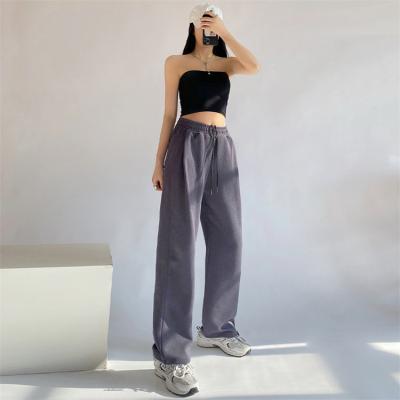 China Custom Anti-Wrinkle High Waist Loose Pants Casual Soft Breathable Wide Leg Joggers Trousers Ladies Cotton Wide Leg Pants Anti-Pilling Pants for sale