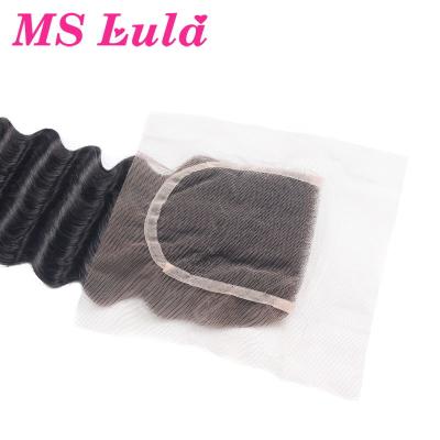 China Virgin Deep Wave 100 Cuticle Aligned Human Hair 4*4 Lace Closure Ship In 24h for sale