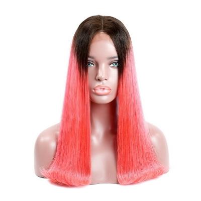 China Straight 150% Density Pink Colored Straight BOB Lace Front Wigs New Style with Soft and Smooth in vrigin stock human hair for sale