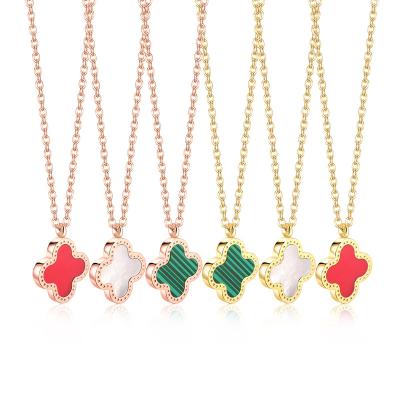 China Vintage Korean style fashion stainless steel simple fashion jewelry four-leaf clover clavicle chain women's four-leaf clover necklace for sale