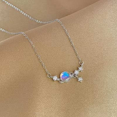 China Vintage Niche design sense planet zircon personality pendant simple light luxury clavicle chain titanium steel necklace for women for sale