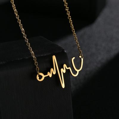 China Vintage Factory wholesale no fading heartbeat love you all-match sweater chain boutique necklace women's stainless steel for sale