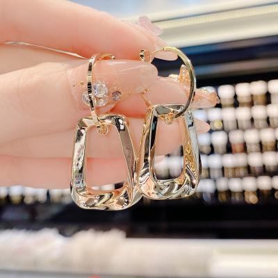 China Vintage s925 silver needle fashionable all-match personalized eardrop design sense metal twisted square earring for women for sale