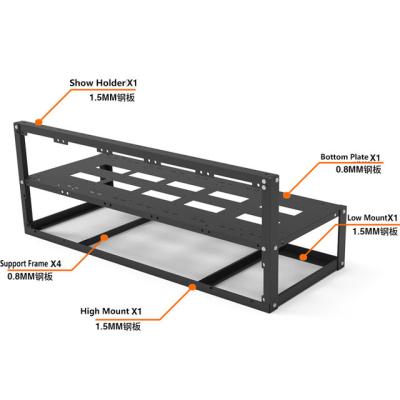 China With Fan 8 Gpu Open Air Graphics Card Rig Frame Steel Rack In Stock for sale