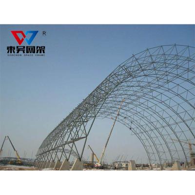 China Low price steel frame yard large span space coal shed grid structure dry frame for sale