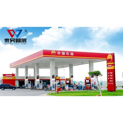 China Large Span Space Sight Gas Rooftop Fuel Station Building Steel Structure for sale