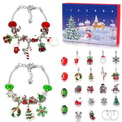 China Other Hot Christmas 24 Day Calendar Countdown Gift Box Advent Diy Beaded Pendant Charm Bracelet Set For Children Girls/ for sale